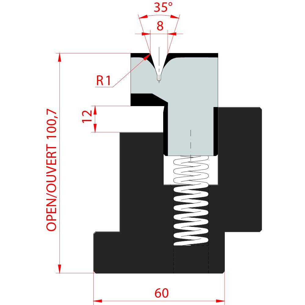 Amada style 35°/V8/H100 - 3037/8 Hemming die